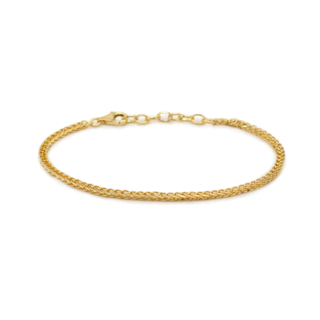 Gold 2.6mm Square Spiga Bracelet - Image 3
