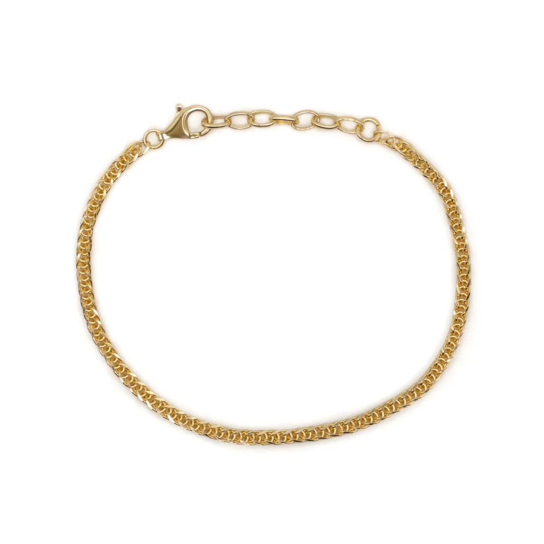 Gold 2.6mm Square Spiga Bracelet - Image 5