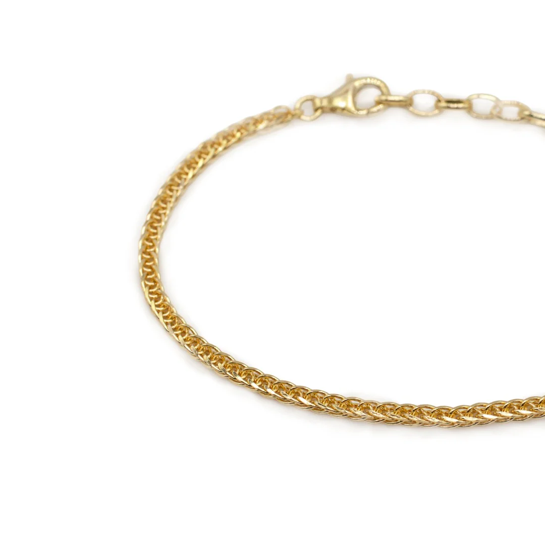 Gold 2.6mm Square Spiga Bracelet - Image 6