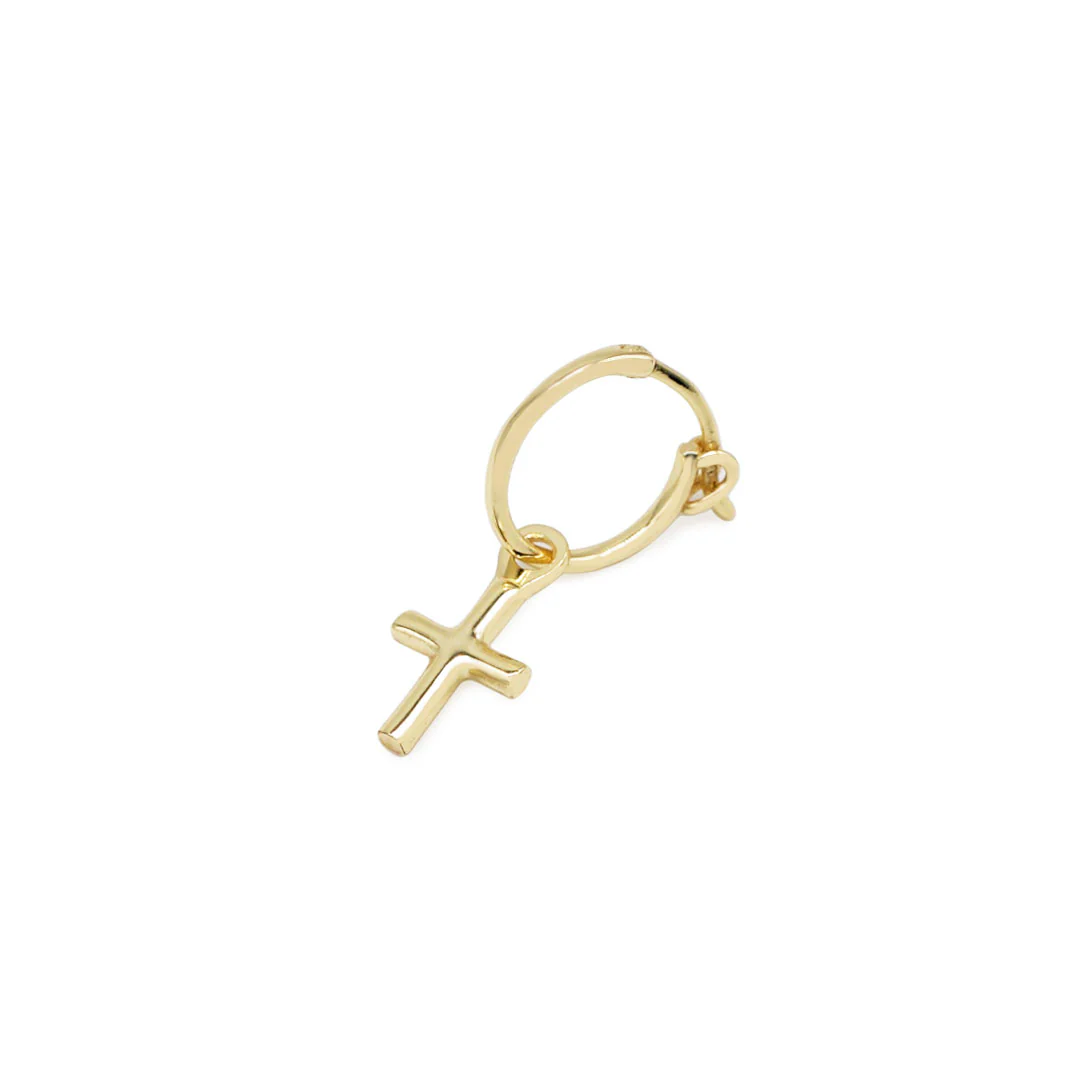 Gold Cross Pendant Earring - Image 3