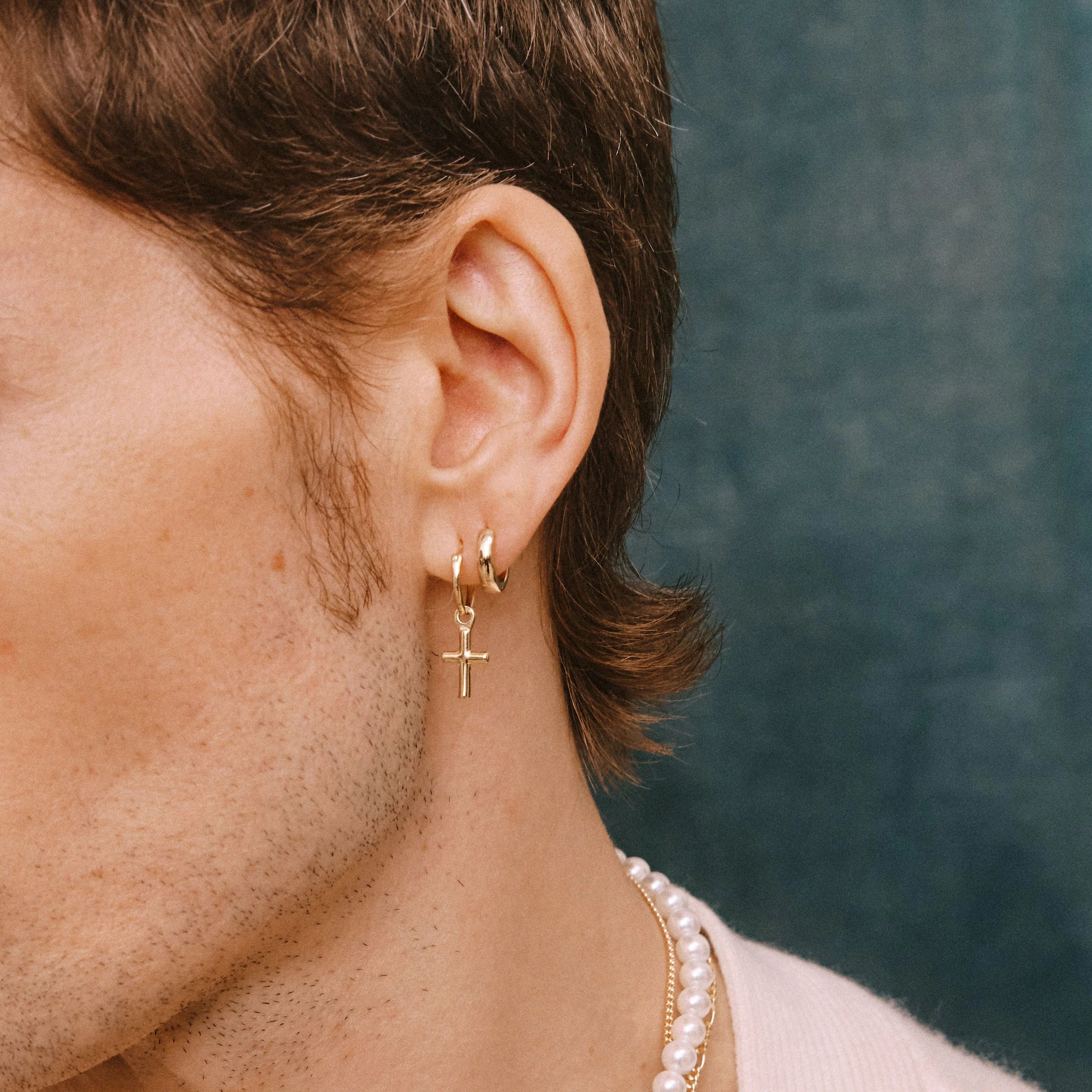 Gold Cross Pendant Earring - Image 4