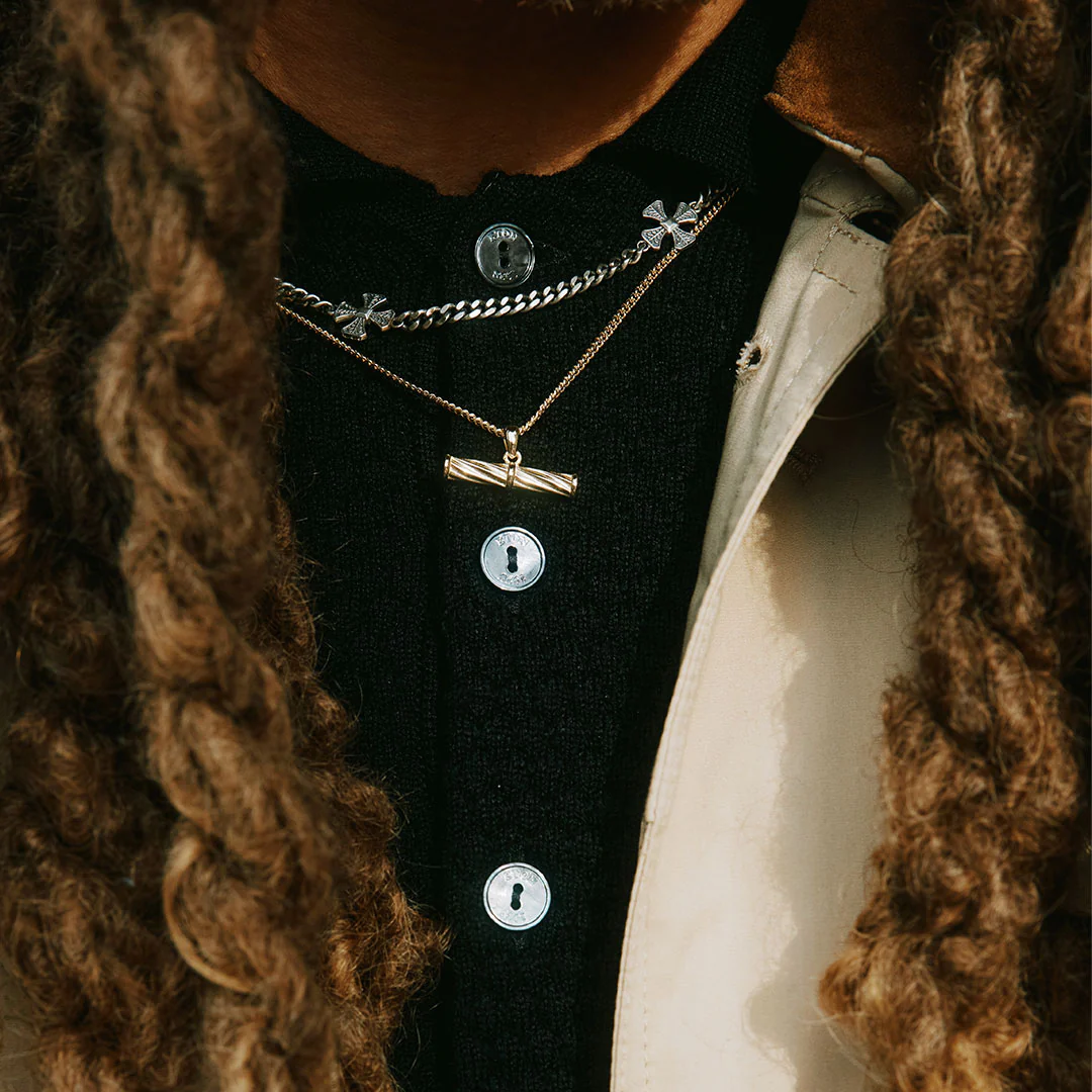 Gold Helix T-Bar Necklace - Image 4