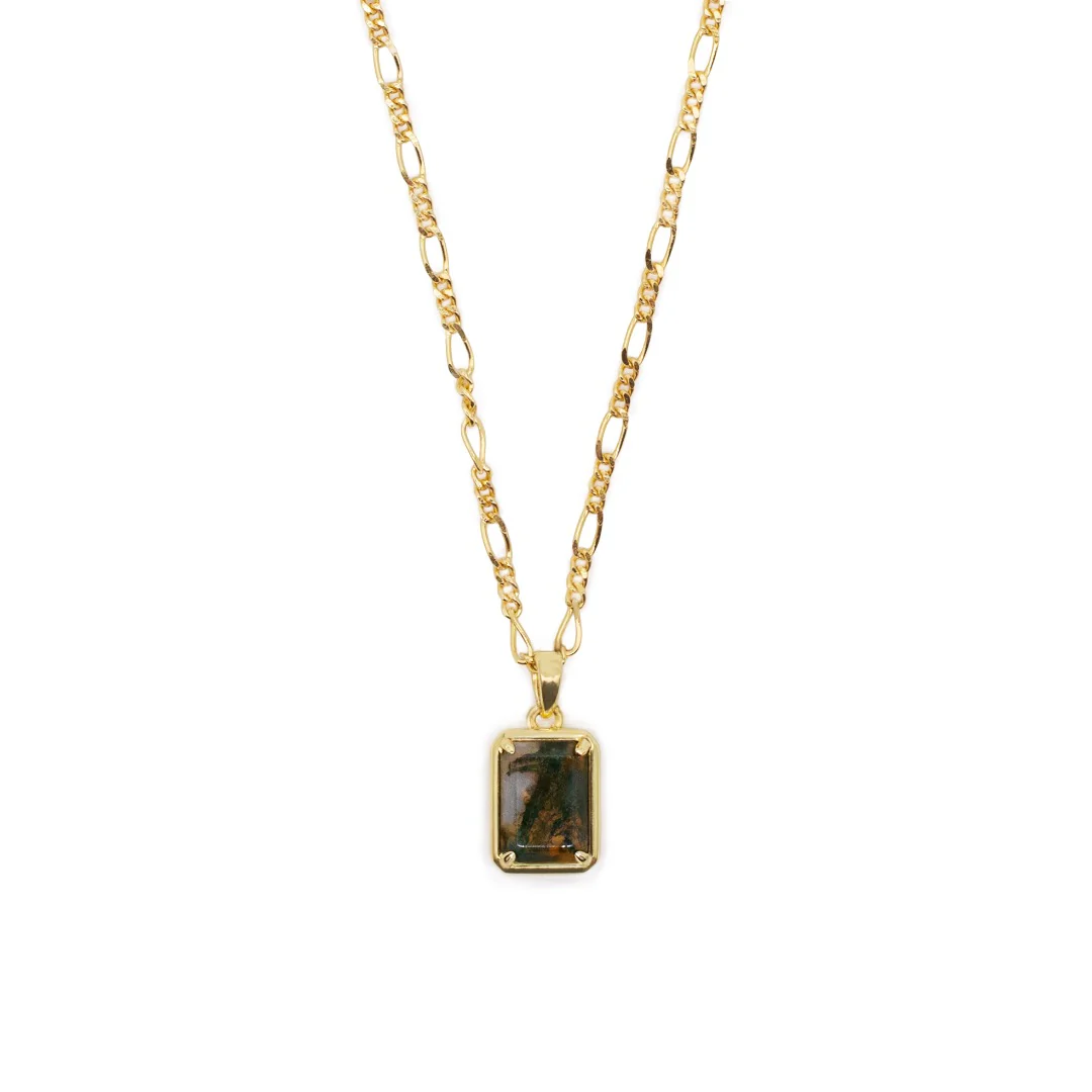 Gold Moss Agate Necklace - Image 3
