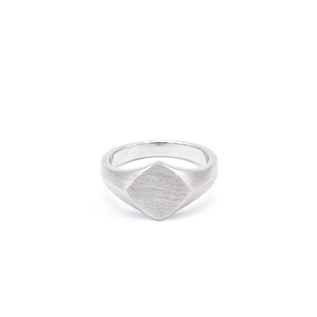 Silver Brushed Rhombus Ring - Image 3