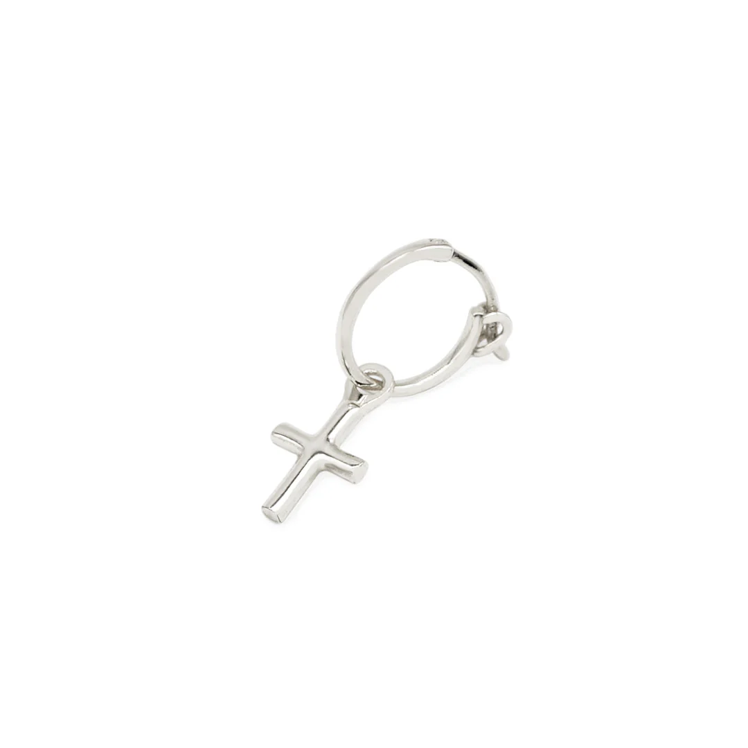 Silver Cross Pendant Earring - Image 3