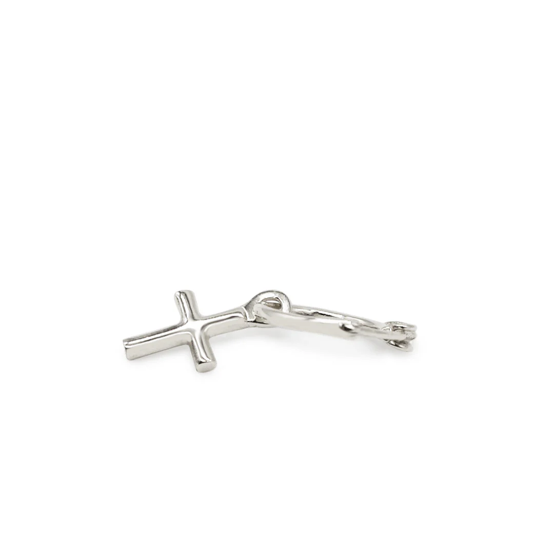 Silver Cross Pendant Earring - Image 6