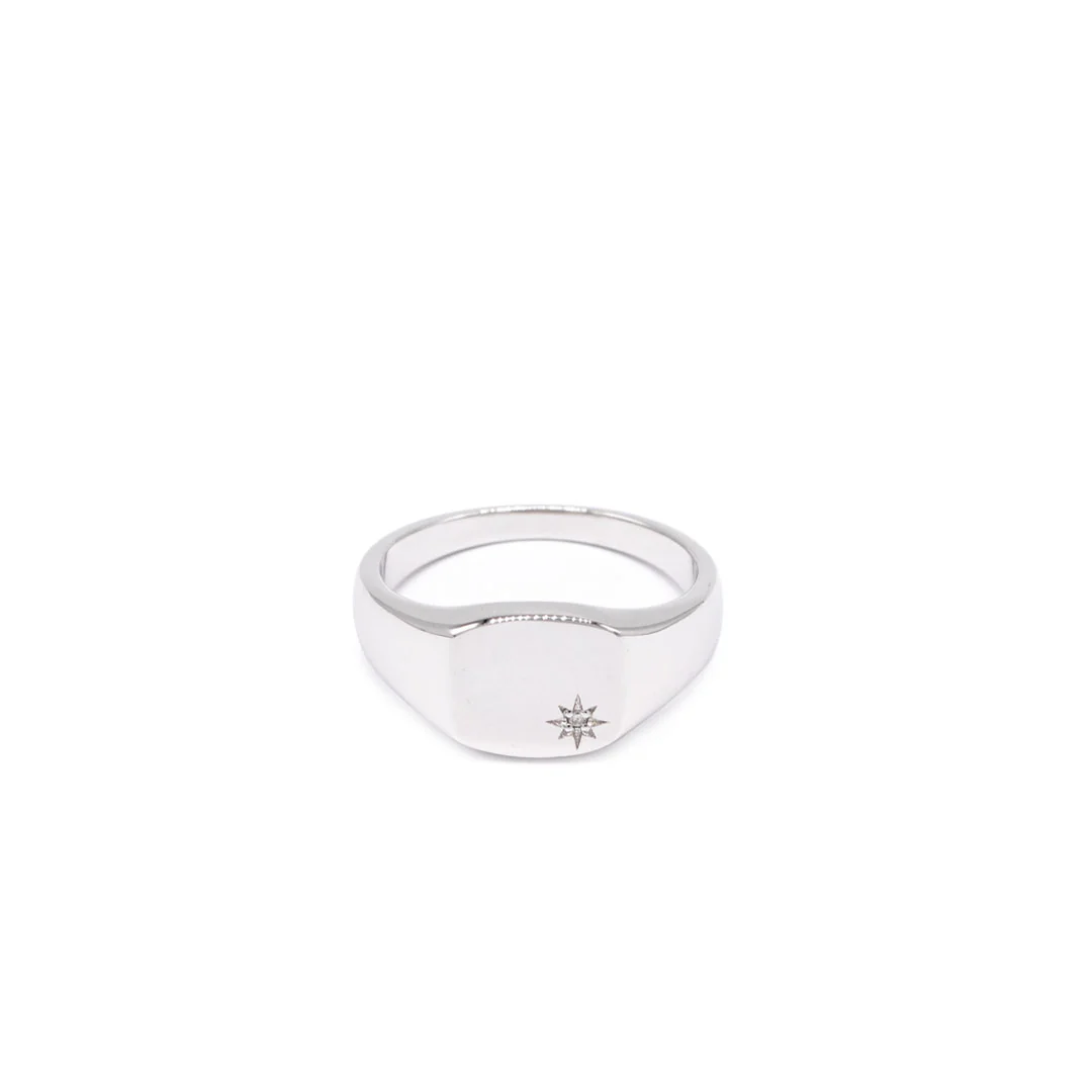 Silver Diamond Birthstone Ring - Image 3