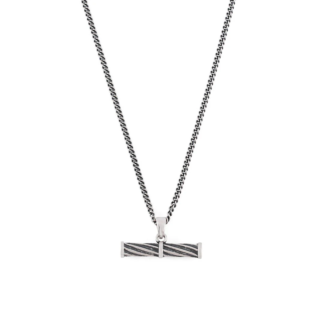 Silver Helix T-Bar Necklace - Image 3