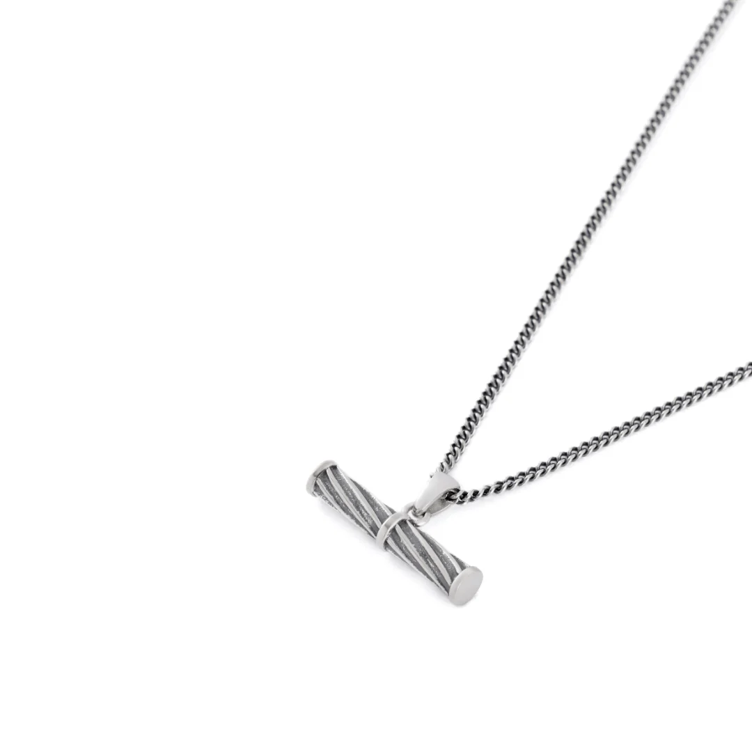 Silver Helix T-Bar Necklace - Image 5