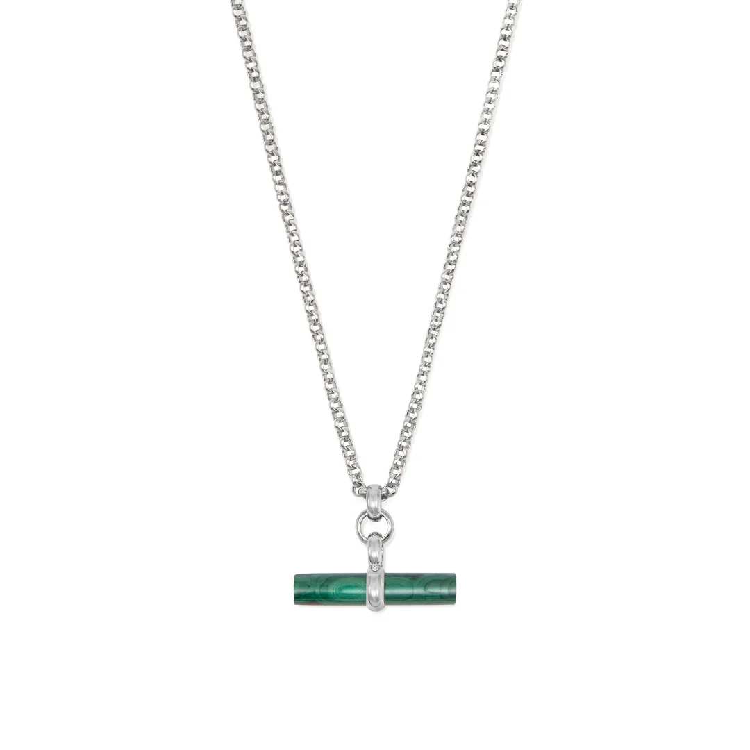 Silver Malachite T-Bar Necklace