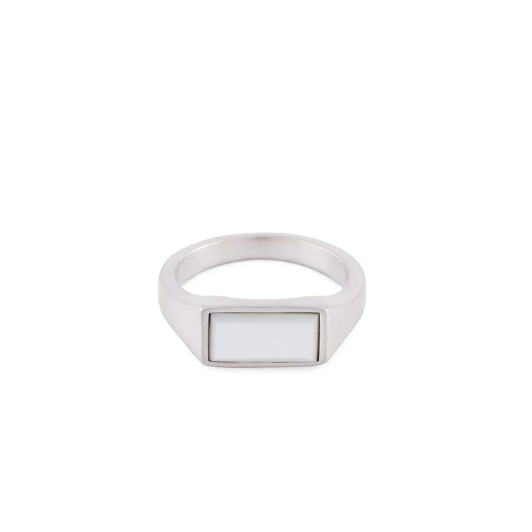 Silver Mother of Pearl Rectangle Ring - Image 3