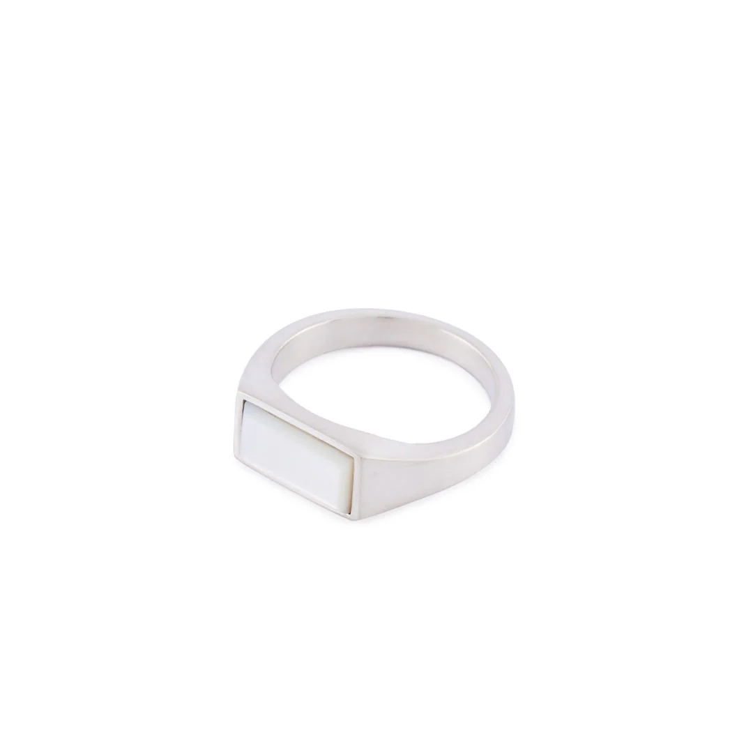 Silver Mother of Pearl Rectangle Ring - Image 5