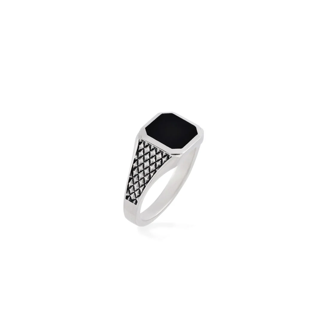 Silver Onyx Armour Ring - Image 6