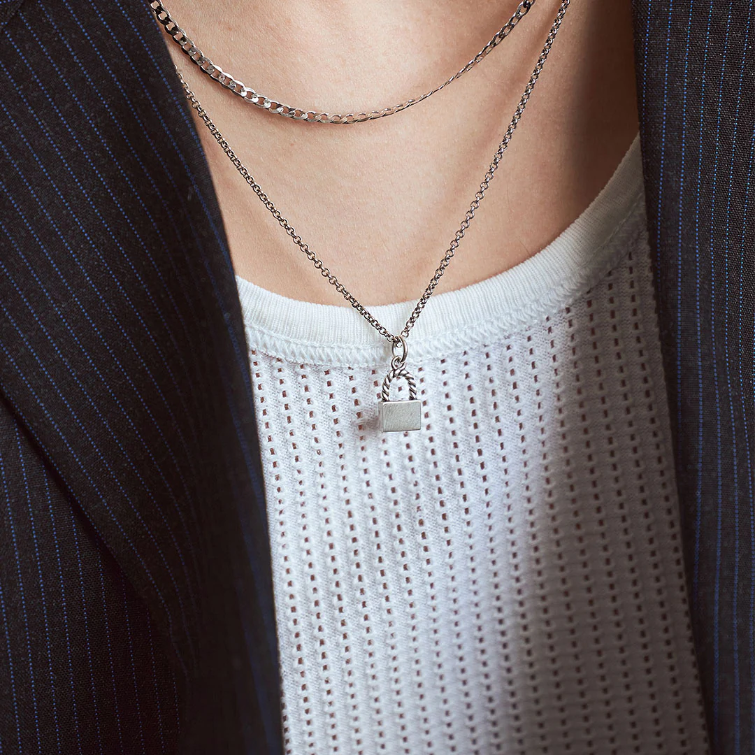Silver Padlock Necklace - Image 4