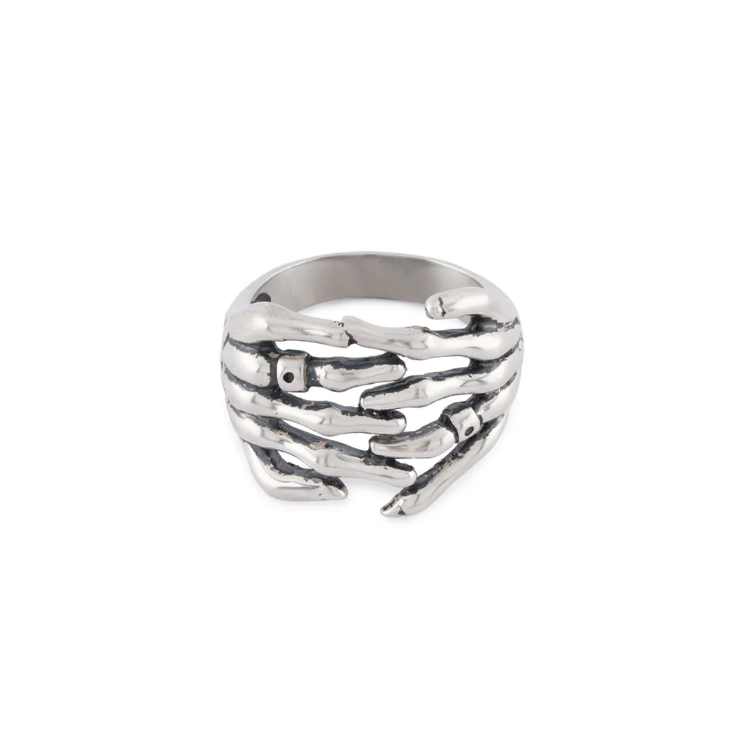 Silver Skeleton Hands Ring - Image 5