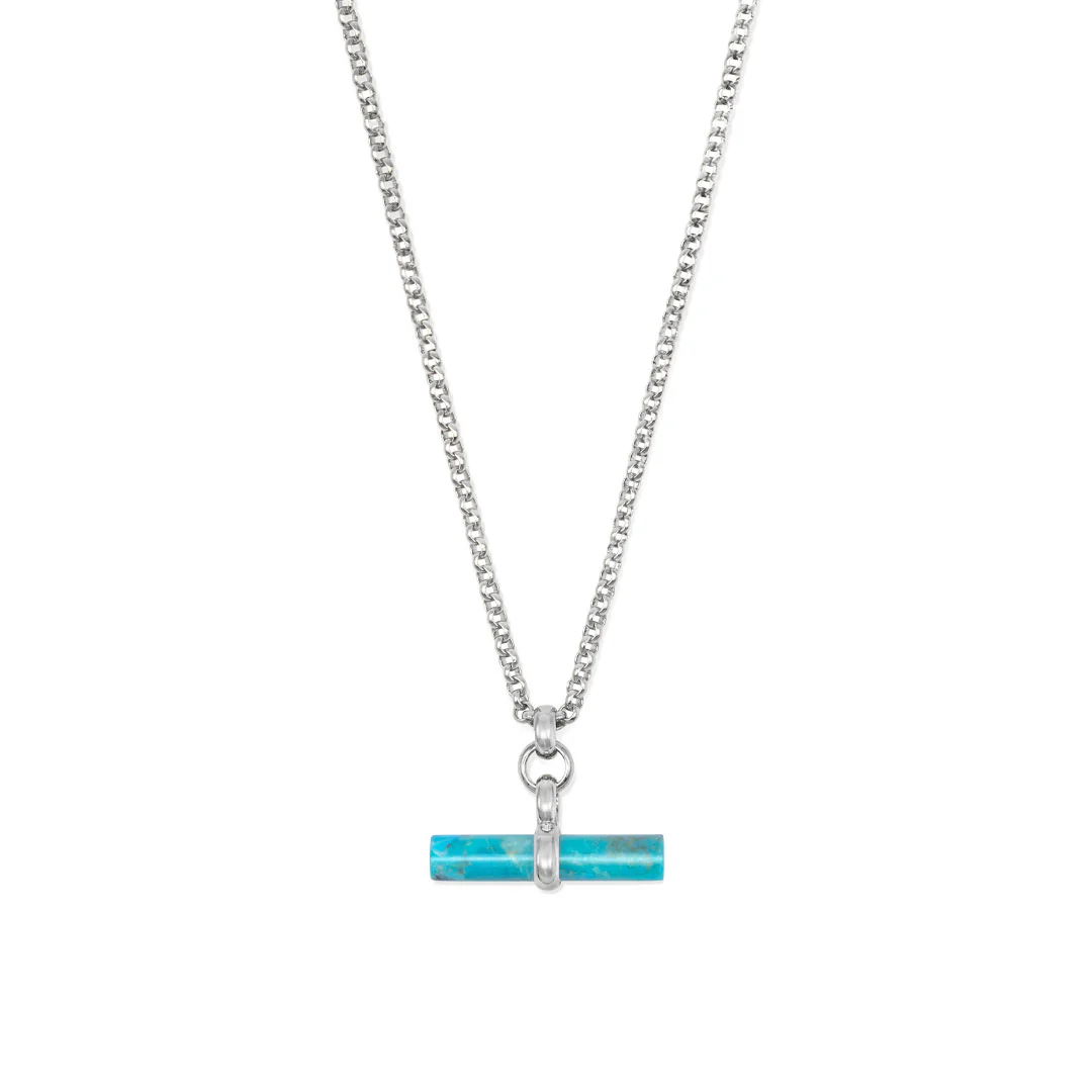 Silver Turquoise T-Bar Necklace - Image 3